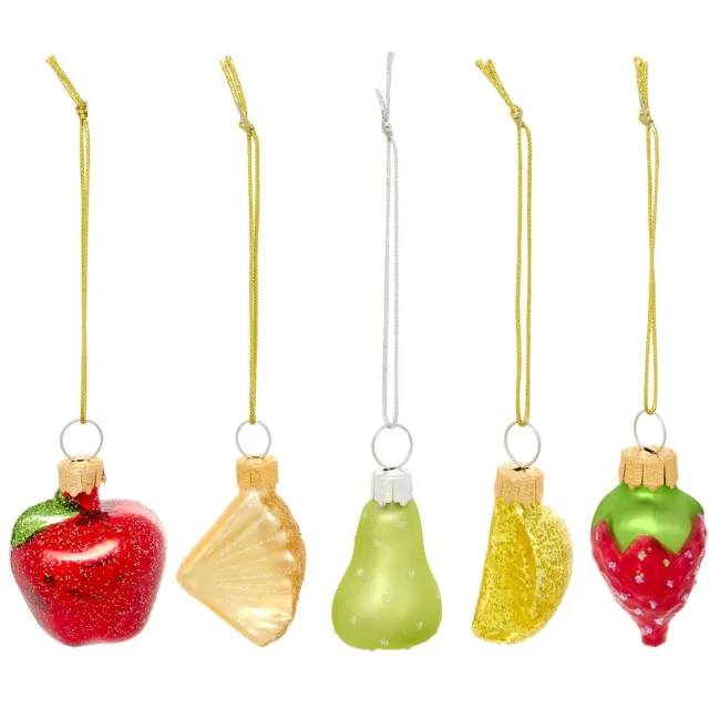 Atmosphera Créateur d'intérieur® Set van 5 glazen kerstboomversieringen in de vorm van fruit, 6 cm Multicolore