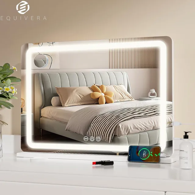 Equivera Hollywood Spiegel - Hollywood Spiegel met Verlichting - Make-up Spiegel - Hollywood Mirror wit