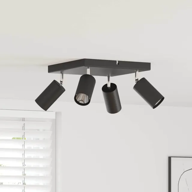 vidaXL Plafondspot met schijnwerpers Zwart 26 x 26 x 16 cm Metaal