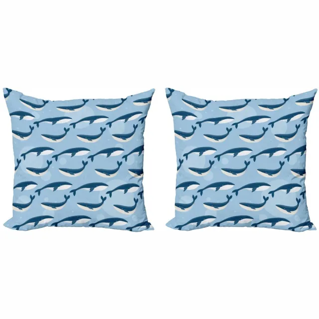 ABAKUHAUS Cartoon Wal Kussenhoes 2x45 cm – Dubbelzijdig Druk – Blauw/Wit Blauw Wit