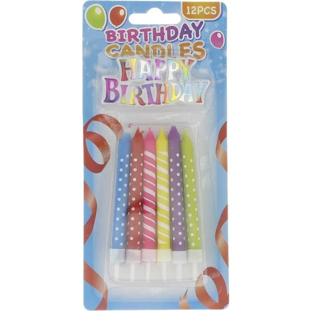 Happy birthday Taartkaarsjes - verjaardag kaarsjes - Happy birthday candles 12 stuks gekleurd Multi colour
