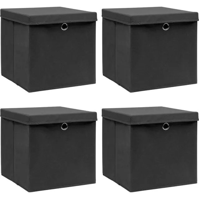 vidaXL Opbergboxen met deksel 4 st 32x32x32 cm stof zwart