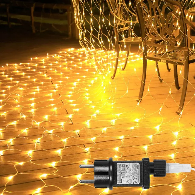 Rosnek Lichtsnoer Voor Buiten - 4x6M LED Netverlichting - 660 LED - 8 Lichtstanden + Geheugenfunctie Sfeerverlichting voor De Tuin- 24u Timer Uitbreidbaar voor Tuin