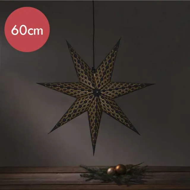 Star Trading Zwarte papieren kerstster Brodie - 60 cm