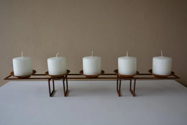 FrenzLights kandelaar - kaarsenhouder - Kerst - design - langwerpig voor 5 kaarsen - sfeerverlichting - kadotip - cadeautip roest