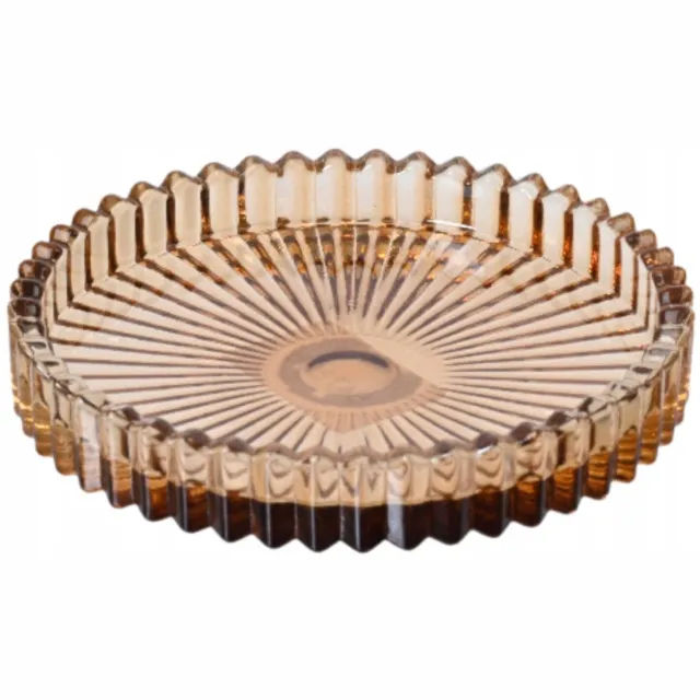 Decoris Bruine Glazen Kaarsenstandaard Rond - 10cm Diameter