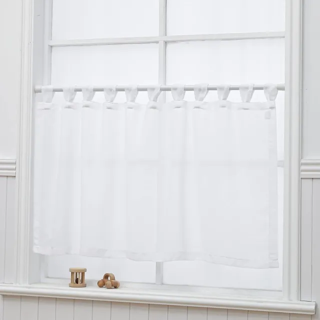 BTM Vitrage, voile bistrogordijn met lussen, transparant gordijn, modern raamgordijn, gaas, sjaals, raamgordijn voor keuken, woonkamer, landhuis (h x b 60 x 120 cm, zuiver wit)