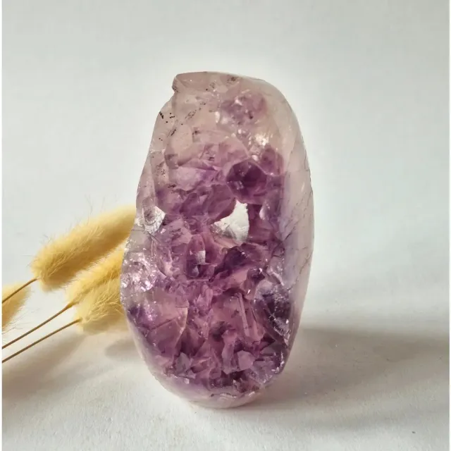 Moonlight Gemstones Amethist Agaat Kwarts Cluster #40 513g | Gepolijst | Brazilië | Uniek Exemplaar paars