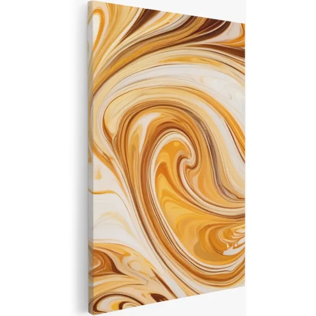 Saammp Canvas Schilderij - Abstract - Vloeibare kunst - Goud - 50x70 - Foto op canvas - Wanddecoratie - Muurdecoratie Woonkamer - Slaapkamer decoratie - Canvas Print Multicolor
