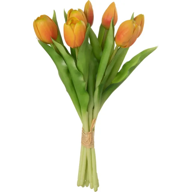 J-Line bloemenboeket Tulpen 7 Stuks - kunststof - oranje - small