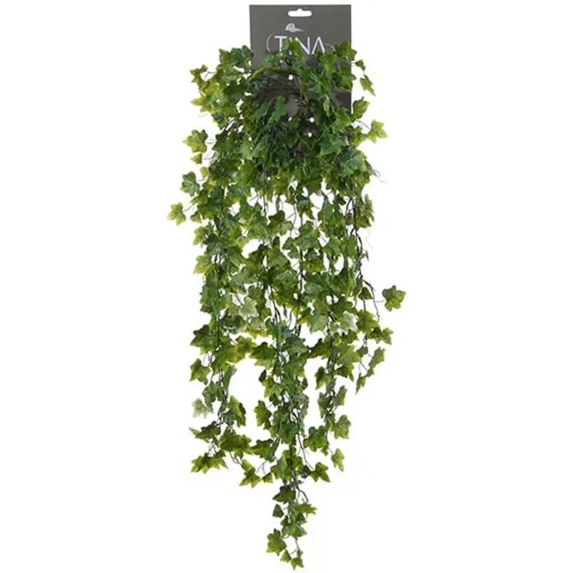 Louis Maes kunstplant met blaadjes hangplant Klimop/hedera - groen/wit - 80 cm - Klimplanten Multi