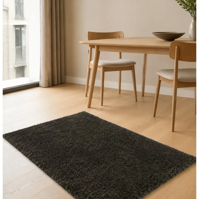 La Sheba Shaggy Wasbaar Vloerkleed – Antraciet – Zacht Polyester – 60 x 110 cm – Gemaakt in België