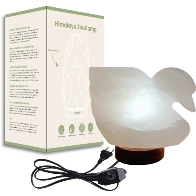 Orakl Dimbare Himalaya Zoutlamp Grace - 2-4 KG en ca. 18 cm - Nachtlamp - Tafellamp - Cadeauverpakking Wit