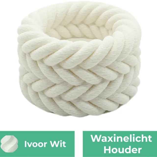 Lovora Waxinelichthouder Vlecht - Ivoor wit - 3d geprint - Geschikt voor LED waxinelichtjes – Moderne woonaccessoire – Stijlvolle waxinelichthouder