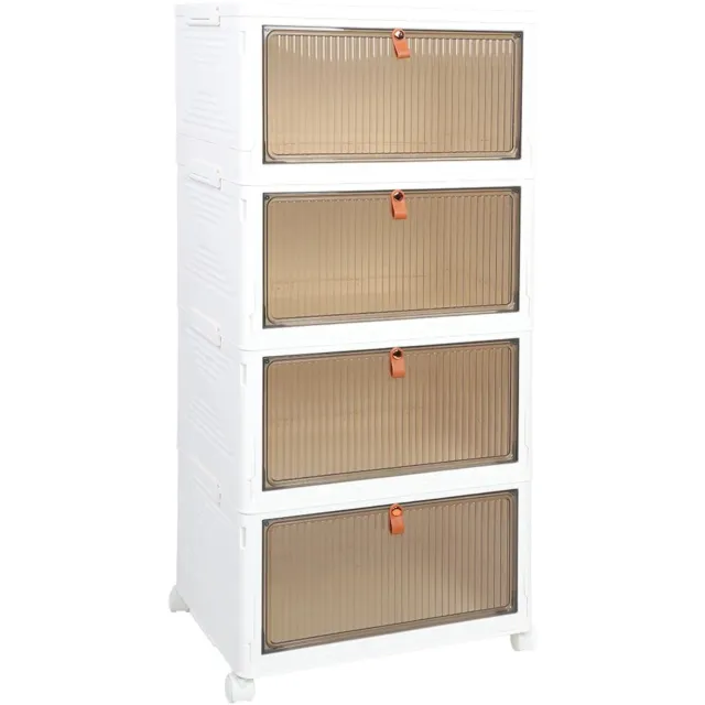 Happiq Opvouwbare opbergdoos - Voor thuis - Multifunctioneel en stapelbaar - 4 lagen Wit