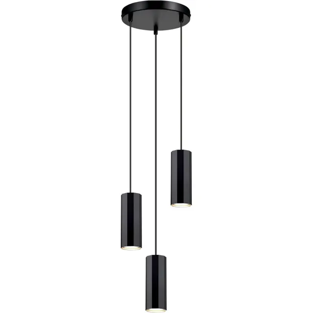 Glitzerlife Hanglampen - Vintage industrieel - 3xGU10 - verstelbaar - metalen pendellamp - Ø170cm - zwart - hanglampen eetkamer industrieel woonkamer Zwarte schijf