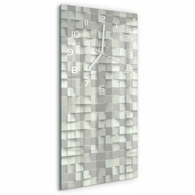 TULUP Wandklok - Geometrische achtergrond Glazen Klok Met Print - 30x60 cm - Wit Wandklok Glas Met Motief - Witte handen - Rechthoekige Klok - Wandklok Glas Decoratie - Gekleurde Glazen Klok