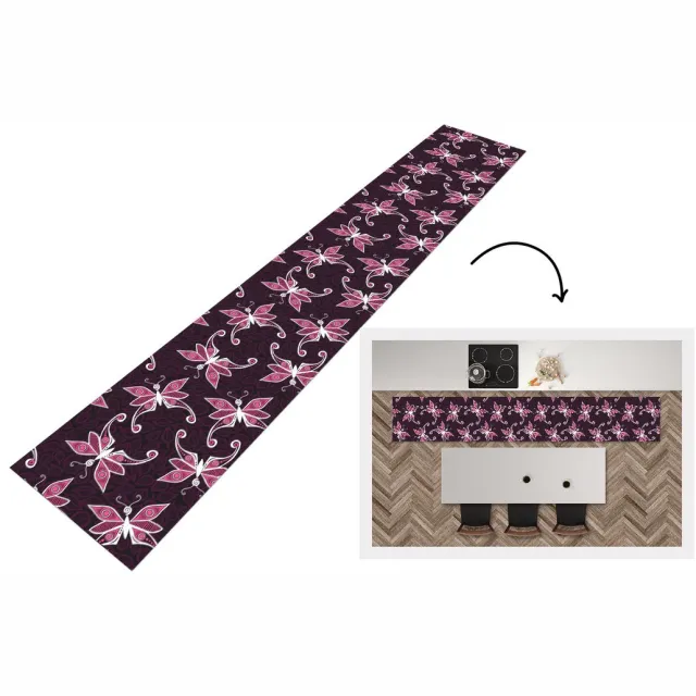 KitchenYeah Keukenloper - Loper keuken - Vlinders - Patronen - Roze - Keukenloper vinyl Multicolor