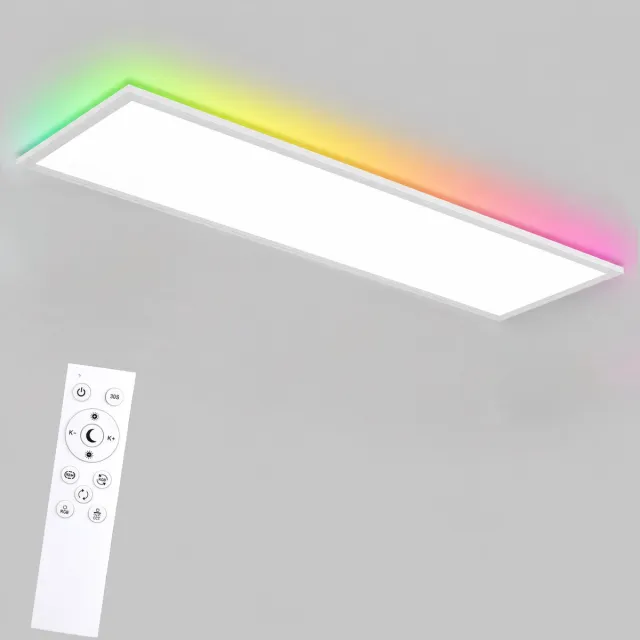 LOVHAUS LED Plafondlamp 120x30 cm – 40W 4400LM – Dimbaar – RGB Achtergrondverlichting – 3000K-6500K Wit