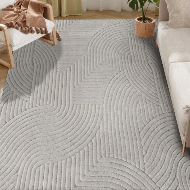 ECTEATOY Hoogpolig Vloerkleed - Hoogpolig tapijt - Zacht en Antislip - Carpet 160 x 120 cm - Grijs