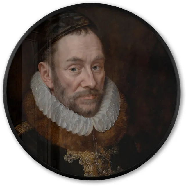 FrameYourWall Poster in lijst Rond - Fotolijst 80x80 cm - Posters - Willem van Oranje - Schilderij - Oude meesters - Kunst - Ronde posterlijst zwart - Decoratie - Wanddecoratie woonkamer - Muurdecoratie slaapkamer Multicolor