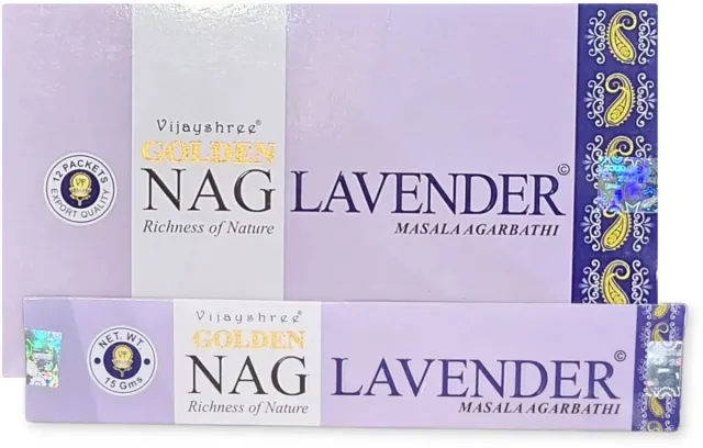 Phoenix Import Mani Bhadra Golden Nag Lavender wierook 15 grams - doos van 12 st. Lavendel