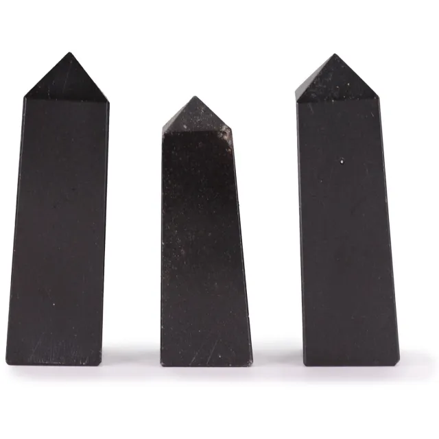 Ancient Wisdom 3x Edelsteen Obelisk Punt ca. 5 cm – Toermalijn Zwart