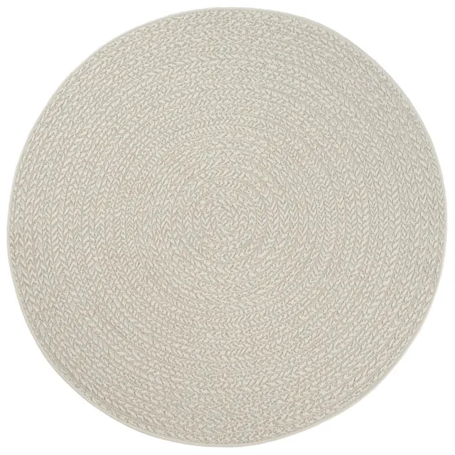 TapisTrend Designer tapijt Crème 120 cm rond Modern vloerkleed Jute gevlochten effect en concentrisch ovaal patroon voor woonkamer, slaapkamer en eetkamer