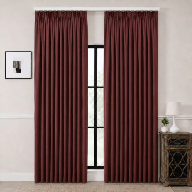 Everyday Elegance Kant en klare Gordijnen met Haken (Potloodplooi) – 100% Verduisterend Blackout – 132x240 CM – Rood – Everyday Elegance Premium