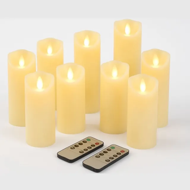 Flinq LED Kaarsen met Bewegende Vlam - Inclusief Afstandsbediening (2x) met Timer en Dimfunctie - Nep Kaarsen met Flikkerende Vlam - Dinerkaarsen - Set van 9 stuks Off White