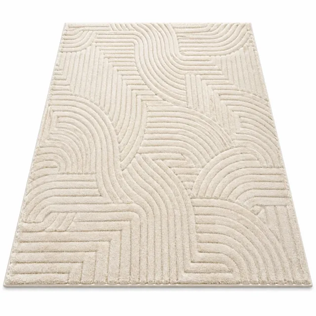 ITRONIQ Vloerkleed 160x230 cm – Modern Hoogpolig Vloerkleed – Zacht Polyester met Antislip Onderkant – Geometrisch – Crème Creme