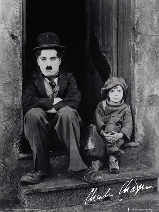 Posterpoint.nl Charlie Chaplin and the Kid poster - zwerver - tramp - humor - Hollywood - Film - 61x91.5cm. zwart