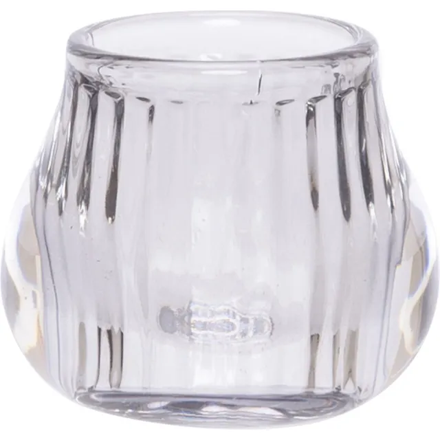 Cosy @ Home Glazen theelichthouder / waxinelichthouder grijs rond 8 cm - Kaarsenhouder