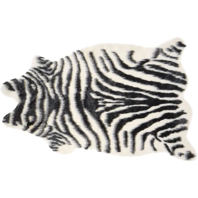 Beliani NAMBUNG - Schapenvel - Zebra - 60 x 90 cm - Acryl Zwart