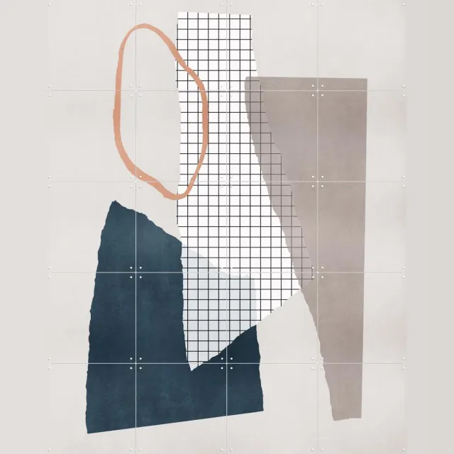 IXXI Pieces 18, Mareike Böhmer - 80 x 100 cm - Grote wanddecoratie en posters - Grafisch Ontwerp, Minimalisme, Gemengde Technieken, Geometrische Blauw / Warme kleuren