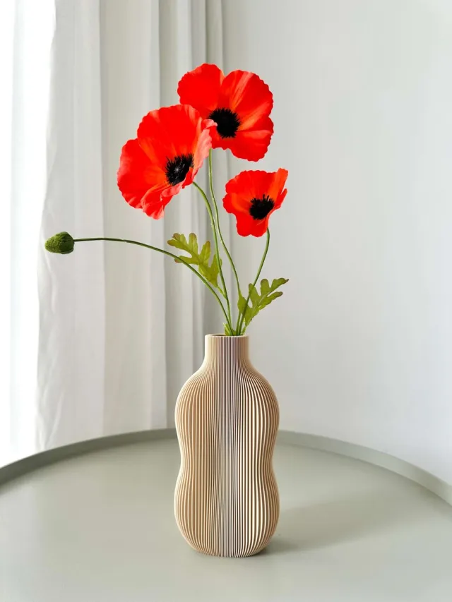 Plantjes van Birke BABBIA Beige Vaas Binnen – Droogbloemen Vaas Woonkamer – Decoratieve Siervaas – Bouwbloemen – Woondecoratie Vaas Beige Minimalistisch – Siervaas Droogbloemen – Scandinavische Woondecoratie – Cadeau