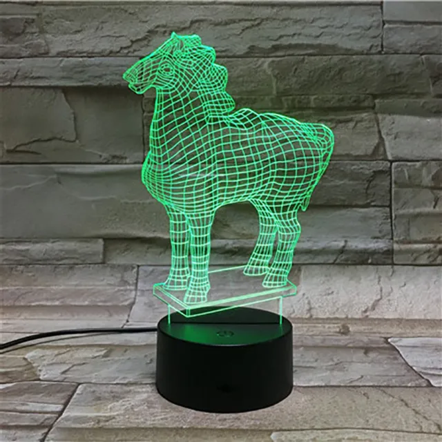 MC Living 3D Led Lamp Met Gravering - RGB 7 Kleuren - Paard