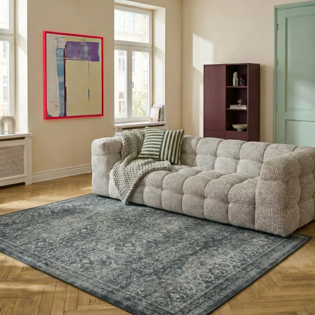 MrCarpet Wasbaar Vintage Vloerkleed Groen Elio 200x290cm Mrcarpet