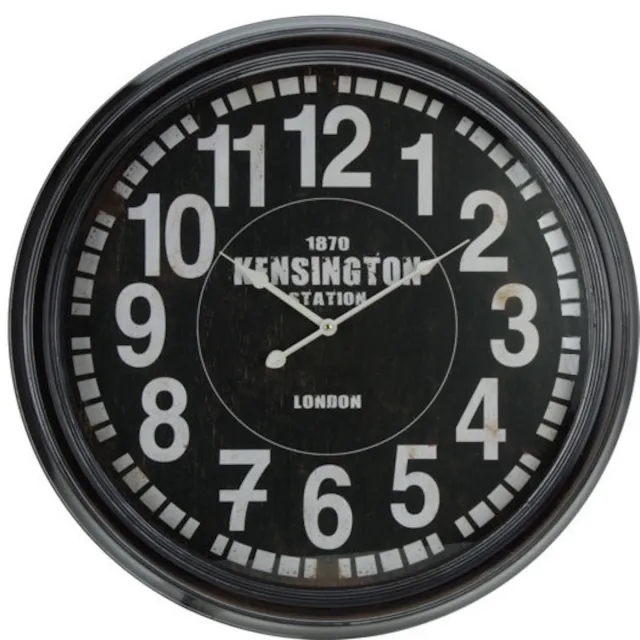 Kensington Grote wandklok metaal Kensington - 63 cm. zwart