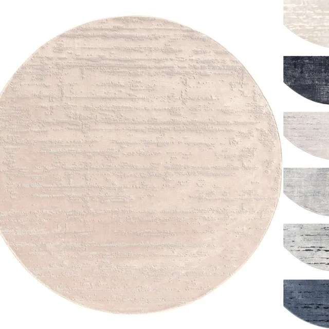 TESSO LIVING Modern Laagpolig Vloerkleed Rond – 120 cm – Beige – Premium Woonkamer Tapijt – Geschikt voor Vloerverwarming