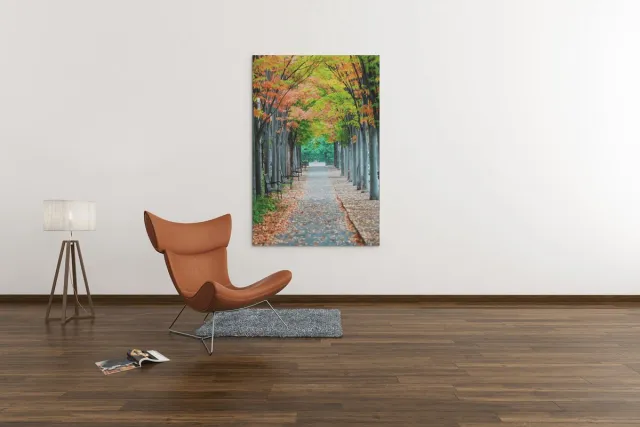 Trendex Global Canvas Schilderij - Landschappen - Herfst - Natuur - 120x80x2 cm Geel
