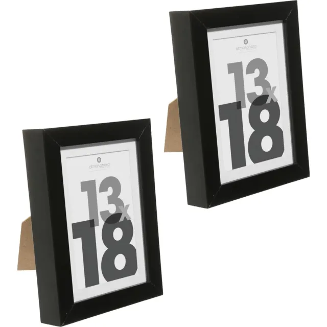 5Five® Atmosphera fotolijstje voor een foto van 13 x 18 cm - 2x - zwart - foto frame Eva - modern/strak ontwerp
