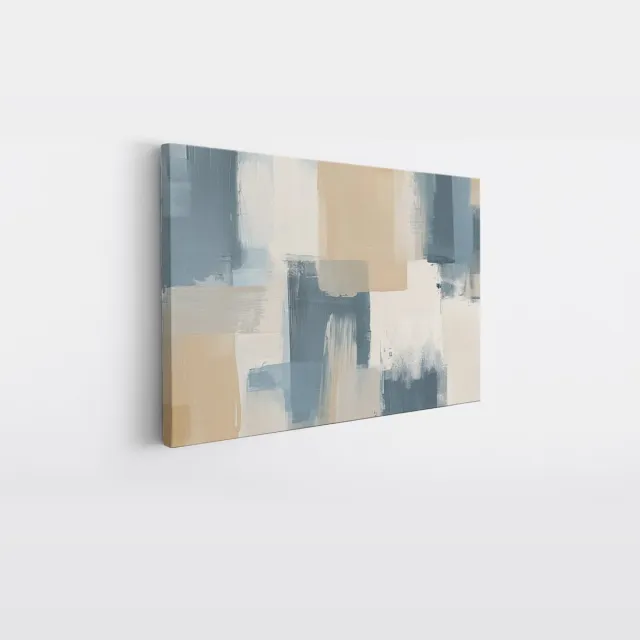 Saammp Canvas Schilderij - Beige gestreept - Abstract kunstwerk - 70x50 - Foto op canvas - Wanddecoratie - Muurdecoratie Woonkamer - Slaapkamer decoratie - Canvas Print Multicolor