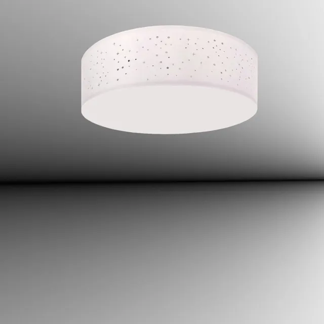 Trango 3141L LED Plafondlamp met 50cm Ø Starry Sky stoffen kap in *WIT* rond incl. 3x E27 LED lamp 3000K warm wit voor woonkamer - slaapkamer - gang - logeerkamer - kantoor plafondlamp - slaapkamer lamp - kantoorlamp - sterrenhemel
