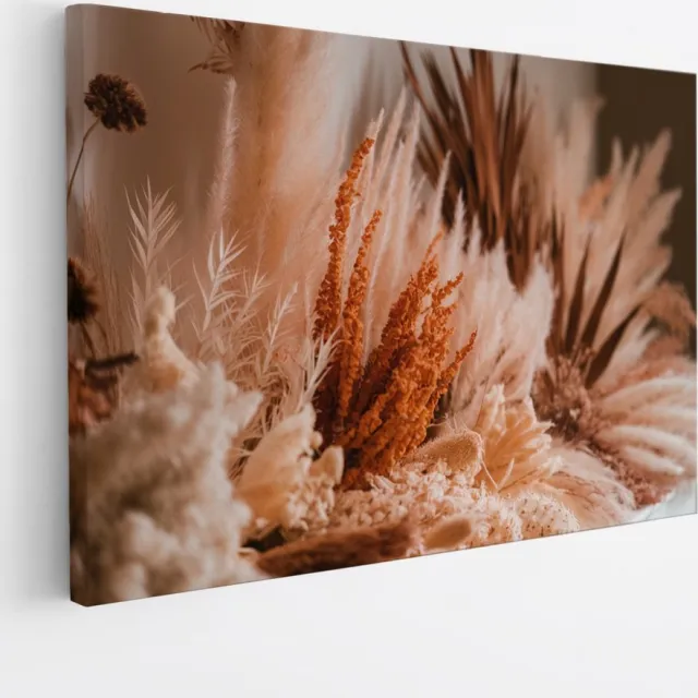 Saammp Canvas Schilderij - Pluimen - Bloemen - Abstract - 50x40 - Foto op canvas - Wanddecoratie - Muurdecoratie Woonkamer - Kantoor Decoratie Multicolor