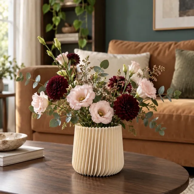 Vaasje by Iris Scandinavisch elegant geribbeld design bloemenvaas creme