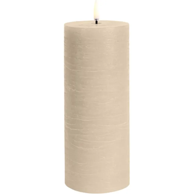 Uyuni Led Kaars BEIGE Uyuni - BEIGE Led kaars - 3D VLAM - LED BEIGE Pillar Candle - 7,8 cm x Hoogte 20 cm