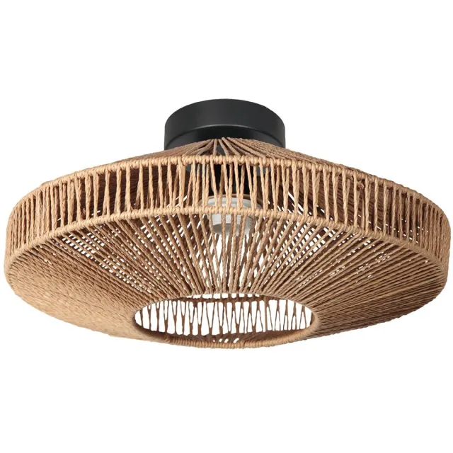 Anne Light & home Plafonniere - naturel zwart - Bloeba - metaal touw - Ø 40cm - E27 - 4504ZW - Steinhauer