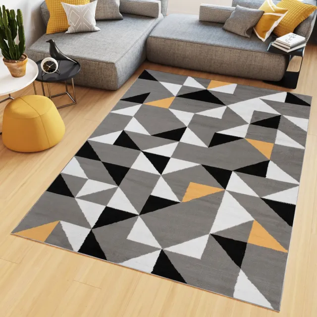 Tapiso Maya Vloerkleed Grijs Laagpolig Geel Tapijten Maat- 160x220 Lichtgrijs Geel 2