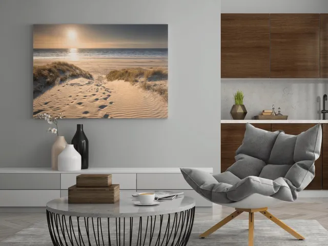 Trendex Global Canvas Schilderij - Landschappen - Zonsondergang - 90x60x2 cm Meerkleurig